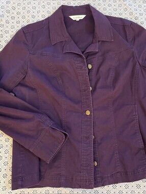 Northern Reflections Purple Button Up Denim Chore Jacket Canvas Cotton XL